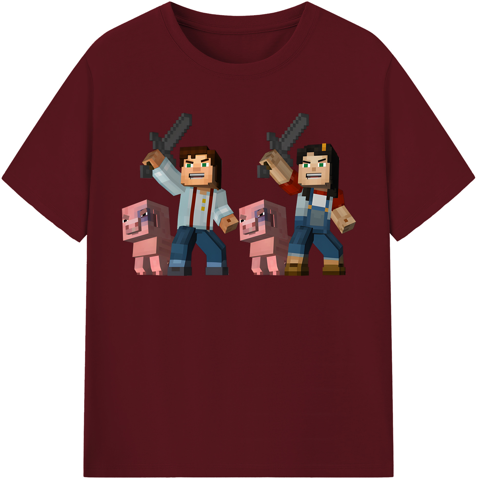 （画像用） マインクラフト ブロックの世界 Minecraft MC Block world 綿100％半袖Tシャツ（フロントプリント）
